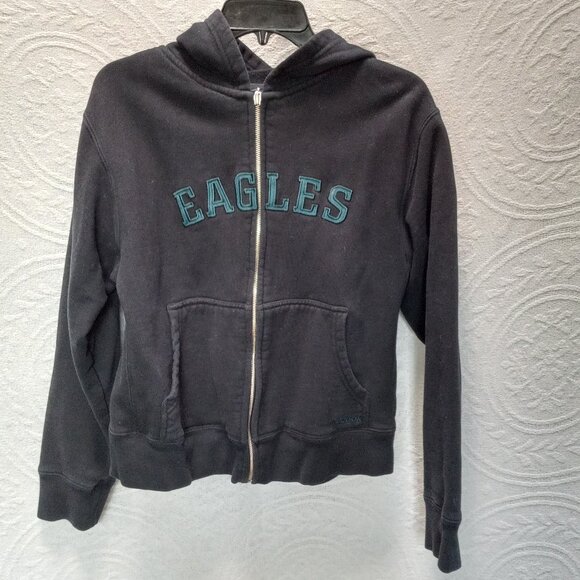 Reebok Eagles Black Zippered Hoodie Sweatshirt Size LG (T-376) - Picture 10 of 11